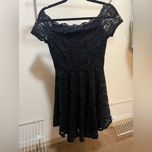 Black with gold sparkles lace dress